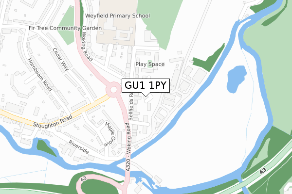 GU1 1PY map - large scale - OS Open Zoomstack (Ordnance Survey)