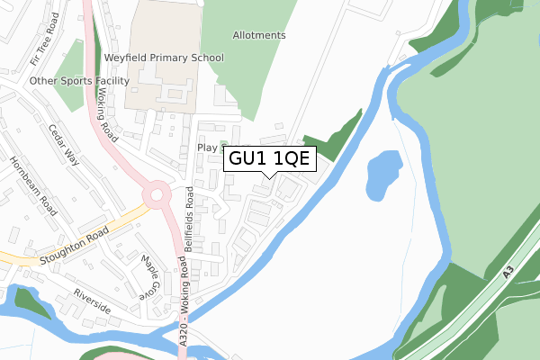 GU1 1QE map - large scale - OS Open Zoomstack (Ordnance Survey)