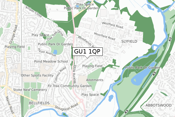 GU1 1QP map - small scale - OS Open Zoomstack (Ordnance Survey)