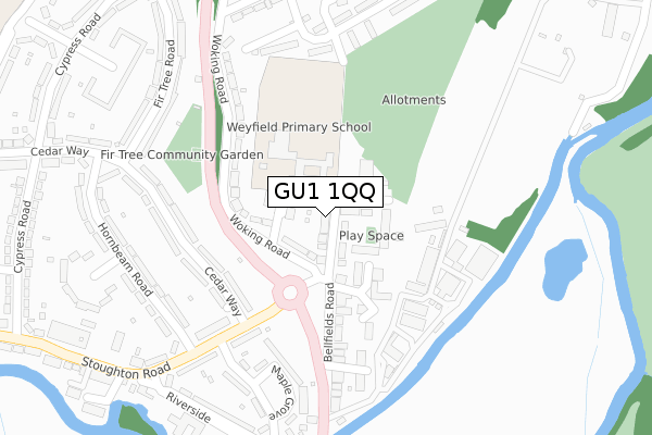 GU1 1QQ map - large scale - OS Open Zoomstack (Ordnance Survey)