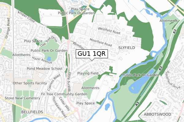 GU1 1QR map - small scale - OS Open Zoomstack (Ordnance Survey)