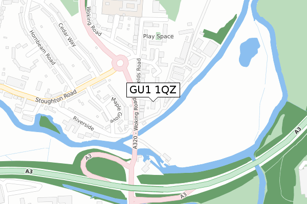 GU1 1QZ map - large scale - OS Open Zoomstack (Ordnance Survey)