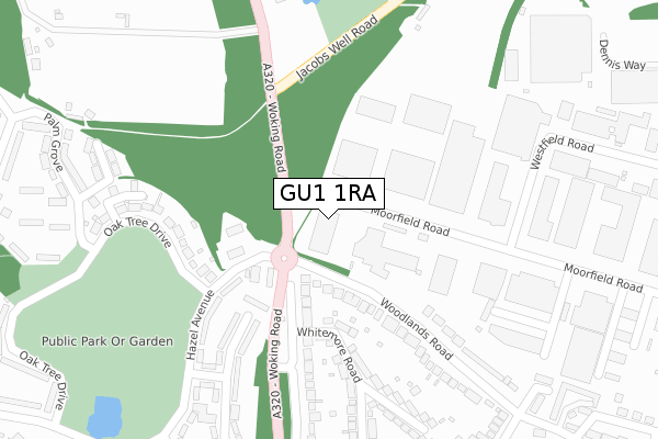 GU1 1RA map - large scale - OS Open Zoomstack (Ordnance Survey)