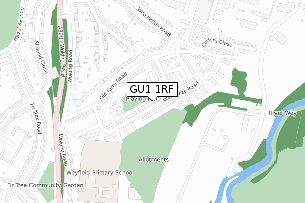 GU1 1RF map - large scale - OS Open Zoomstack (Ordnance Survey)