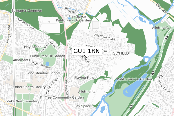 GU1 1RN map - small scale - OS Open Zoomstack (Ordnance Survey)