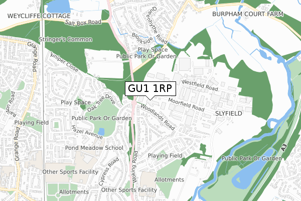 GU1 1RP map - small scale - OS Open Zoomstack (Ordnance Survey)