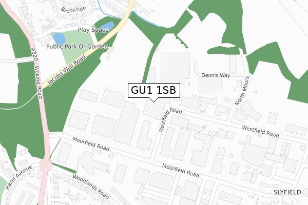 GU1 1SB map - large scale - OS Open Zoomstack (Ordnance Survey)