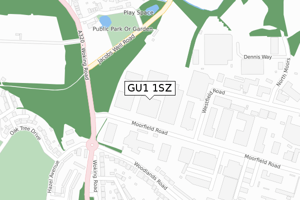 GU1 1SZ map - large scale - OS Open Zoomstack (Ordnance Survey)