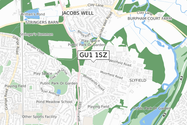 GU1 1SZ map - small scale - OS Open Zoomstack (Ordnance Survey)