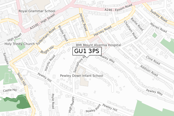 GU1 3PS map - large scale - OS Open Zoomstack (Ordnance Survey)