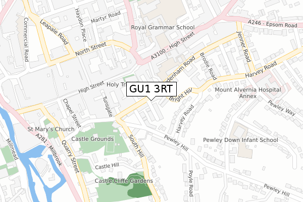 GU1 3RT map - large scale - OS Open Zoomstack (Ordnance Survey)