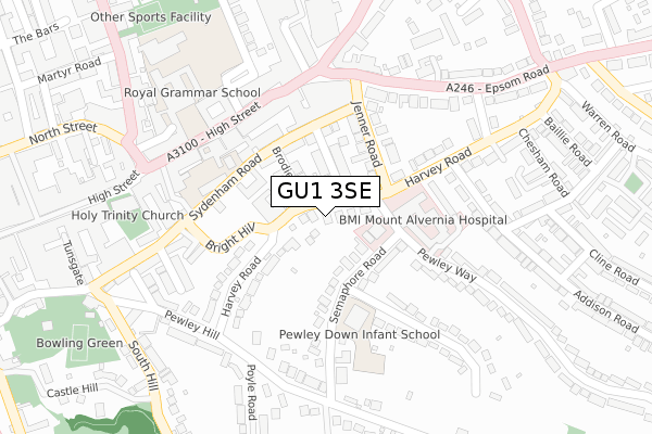 GU1 3SE map - large scale - OS Open Zoomstack (Ordnance Survey)