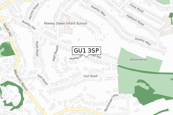 GU1 3SP map - large scale - OS Open Zoomstack (Ordnance Survey)