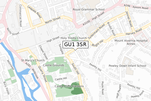 GU1 3SR map - large scale - OS Open Zoomstack (Ordnance Survey)