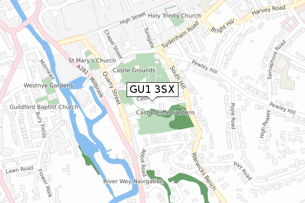 GU1 3SX map - large scale - OS Open Zoomstack (Ordnance Survey)