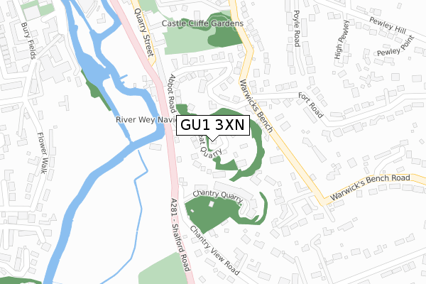 GU1 3XN map - large scale - OS Open Zoomstack (Ordnance Survey)