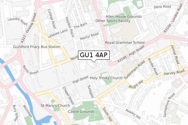 GU1 4AP map - large scale - OS Open Zoomstack (Ordnance Survey)