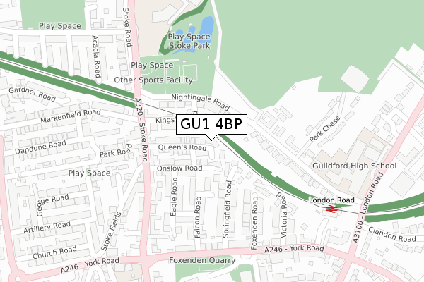 GU1 4BP map - large scale - OS Open Zoomstack (Ordnance Survey)