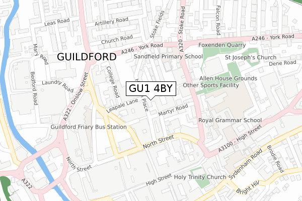 GU1 4BY map - large scale - OS Open Zoomstack (Ordnance Survey)