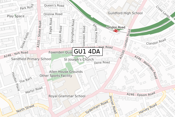 GU1 4DA map - large scale - OS Open Zoomstack (Ordnance Survey)