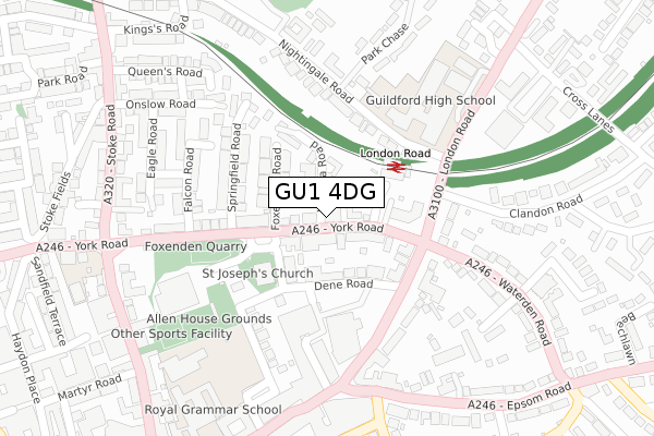 GU1 4DG map - large scale - OS Open Zoomstack (Ordnance Survey)