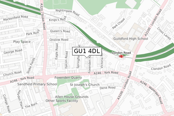 GU1 4DL map - large scale - OS Open Zoomstack (Ordnance Survey)