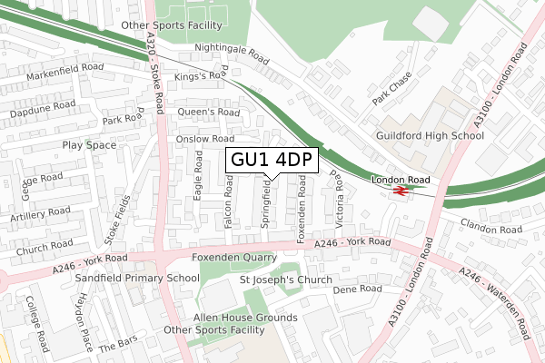 GU1 4DP map - large scale - OS Open Zoomstack (Ordnance Survey)