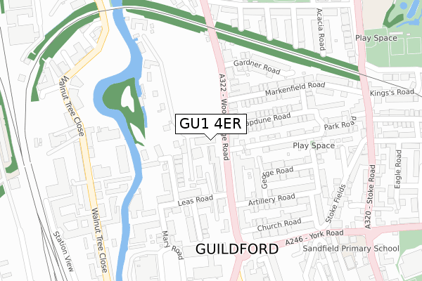 GU1 4ER map - large scale - OS Open Zoomstack (Ordnance Survey)