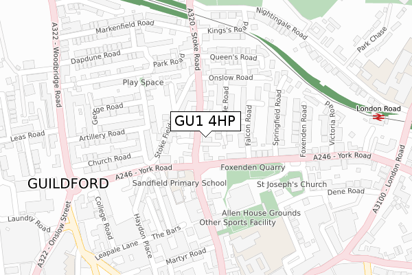 GU1 4HP map - large scale - OS Open Zoomstack (Ordnance Survey)