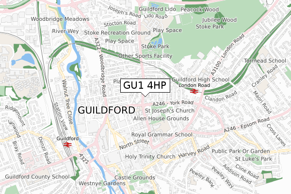 GU1 4HP map - small scale - OS Open Zoomstack (Ordnance Survey)