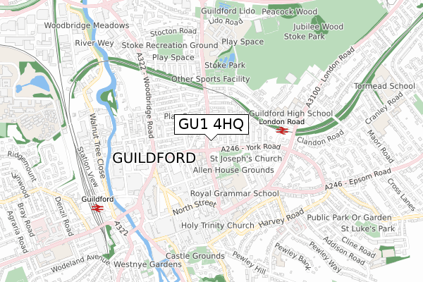 GU1 4HQ map - small scale - OS Open Zoomstack (Ordnance Survey)