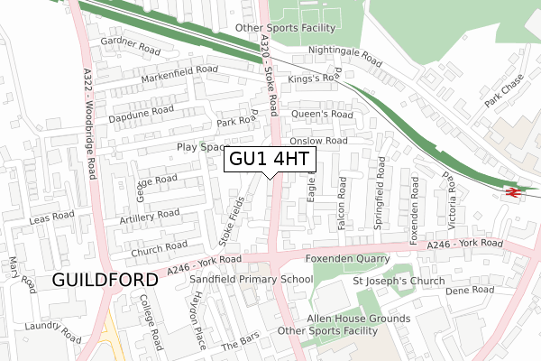 GU1 4HT map - large scale - OS Open Zoomstack (Ordnance Survey)