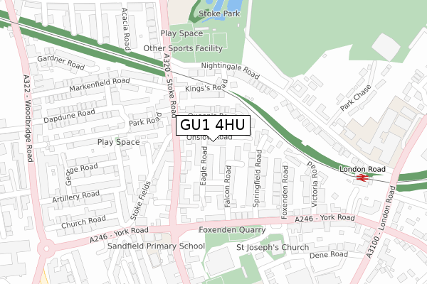 GU1 4HU map - large scale - OS Open Zoomstack (Ordnance Survey)