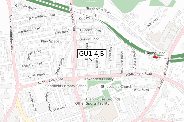 GU1 4JB map - large scale - OS Open Zoomstack (Ordnance Survey)