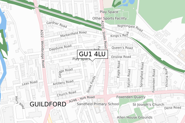 GU1 4LU map - large scale - OS Open Zoomstack (Ordnance Survey)