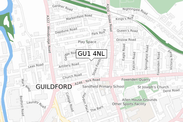 GU1 4NL map - large scale - OS Open Zoomstack (Ordnance Survey)