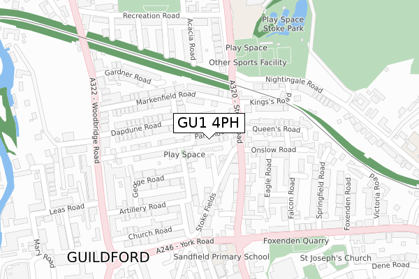 GU1 4PH map - large scale - OS Open Zoomstack (Ordnance Survey)