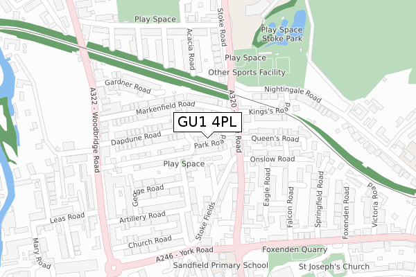 GU1 4PL map - large scale - OS Open Zoomstack (Ordnance Survey)