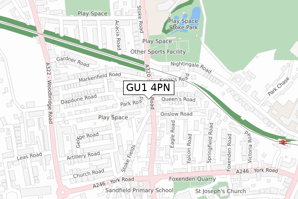 GU1 4PN map - large scale - OS Open Zoomstack (Ordnance Survey)