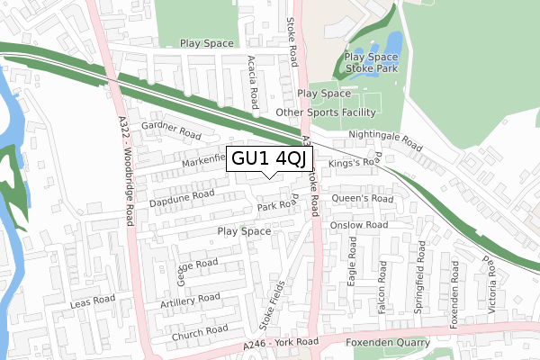 GU1 4QJ map - large scale - OS Open Zoomstack (Ordnance Survey)