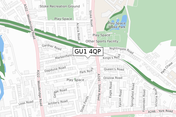 GU1 4QP map - large scale - OS Open Zoomstack (Ordnance Survey)