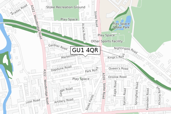 GU1 4QR map - large scale - OS Open Zoomstack (Ordnance Survey)