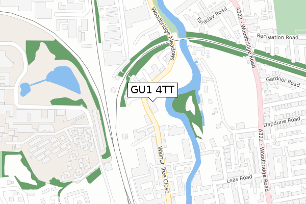 GU1 4TT map - large scale - OS Open Zoomstack (Ordnance Survey)