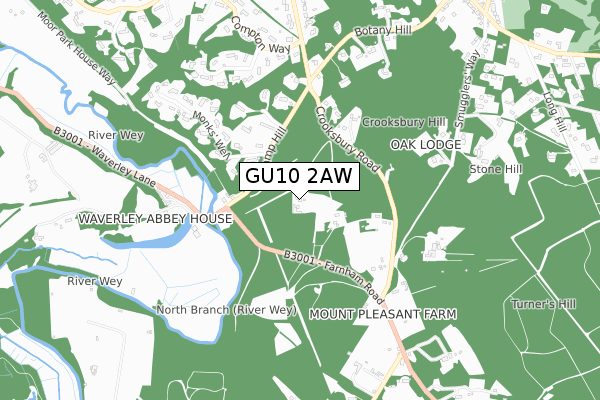 GU10 2AW map - small scale - OS Open Zoomstack (Ordnance Survey)