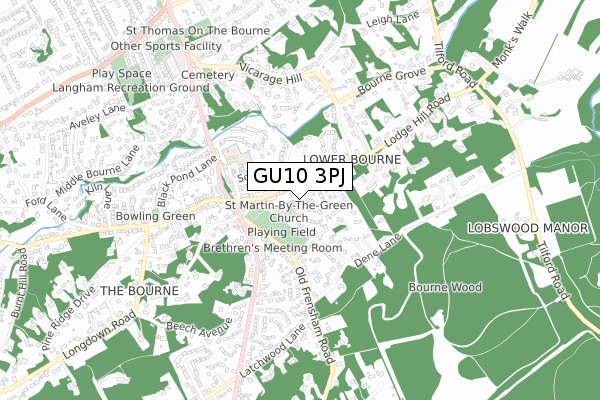 GU10 3PJ map - small scale - OS Open Zoomstack (Ordnance Survey)