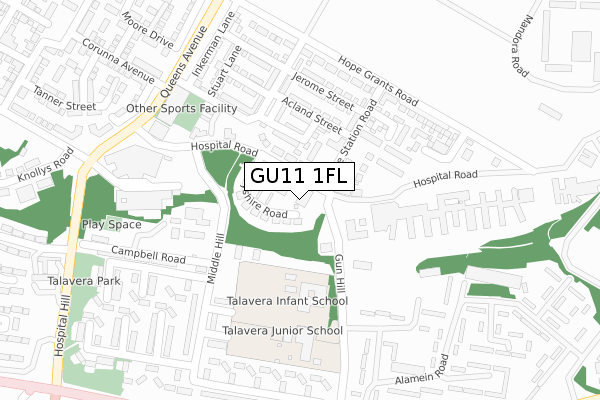 GU11 1FL map - large scale - OS Open Zoomstack (Ordnance Survey)