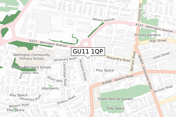 GU11 1QP map - large scale - OS Open Zoomstack (Ordnance Survey)