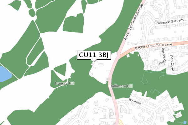 GU11 3BJ map - large scale - OS Open Zoomstack (Ordnance Survey)