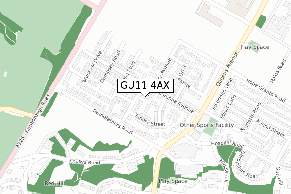 GU11 4AX map - large scale - OS Open Zoomstack (Ordnance Survey)