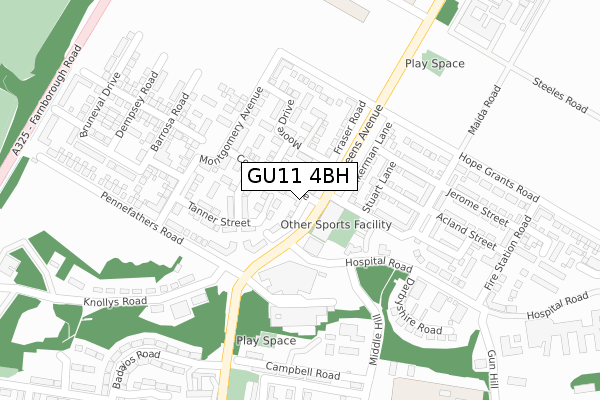 GU11 4BH map - large scale - OS Open Zoomstack (Ordnance Survey)